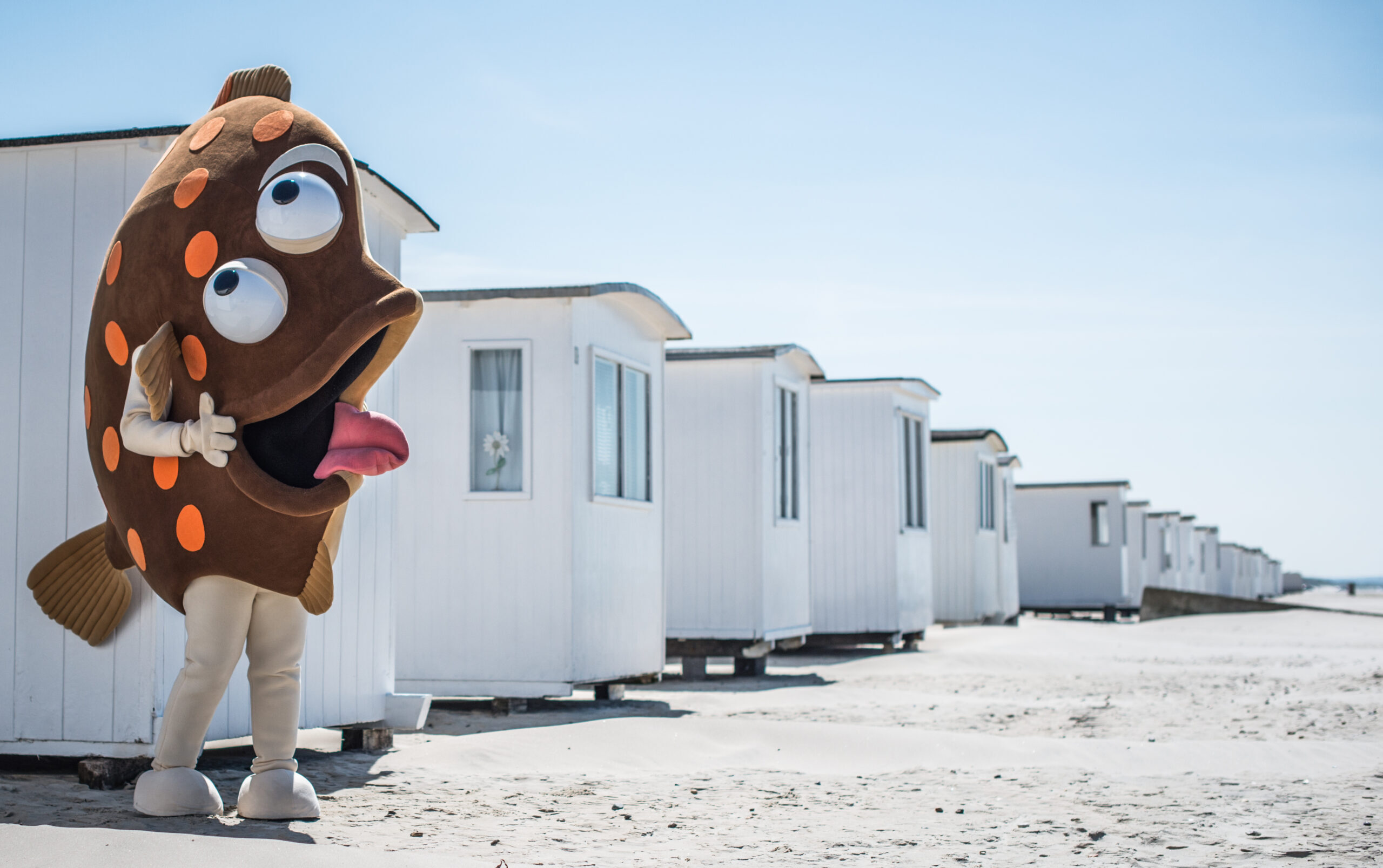 Det stora maskot kostymet av Hr. Spætte